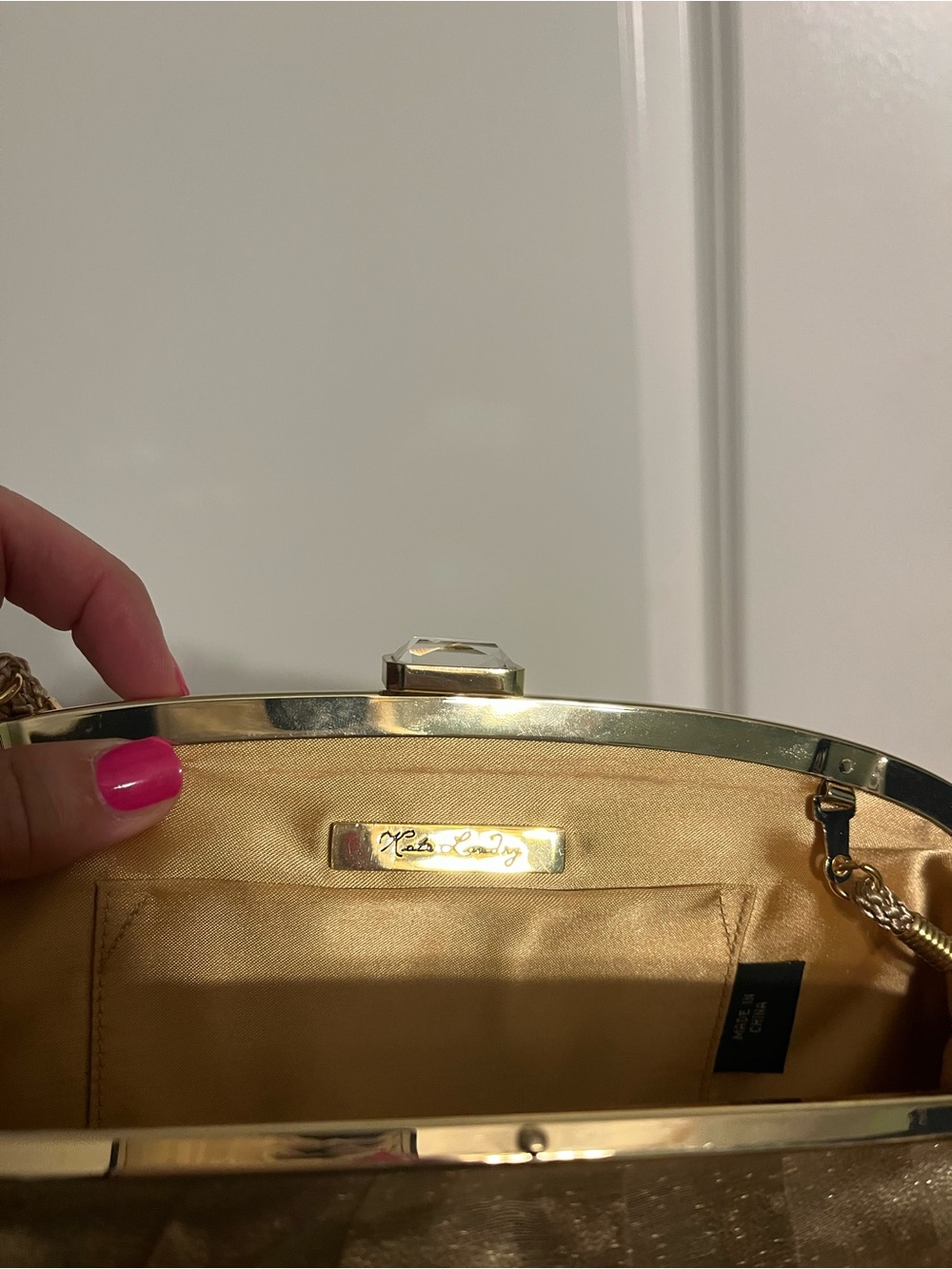 Kate Landry Metallic Gold Evening Clutch - Picture 6 of 15